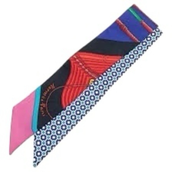 Hermes Clic Clac Cannage Silk Twilly Scarf - Picture 7 of 9